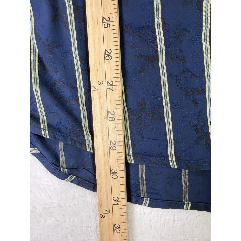 Robert Graham Shirt Mens Large Blue Striped Flip Cuff Paisly Embroidered Woven - Picture 8 of 9